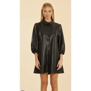 Dolce Cabo puff sleeve faux leather dress Color Black Size XS
